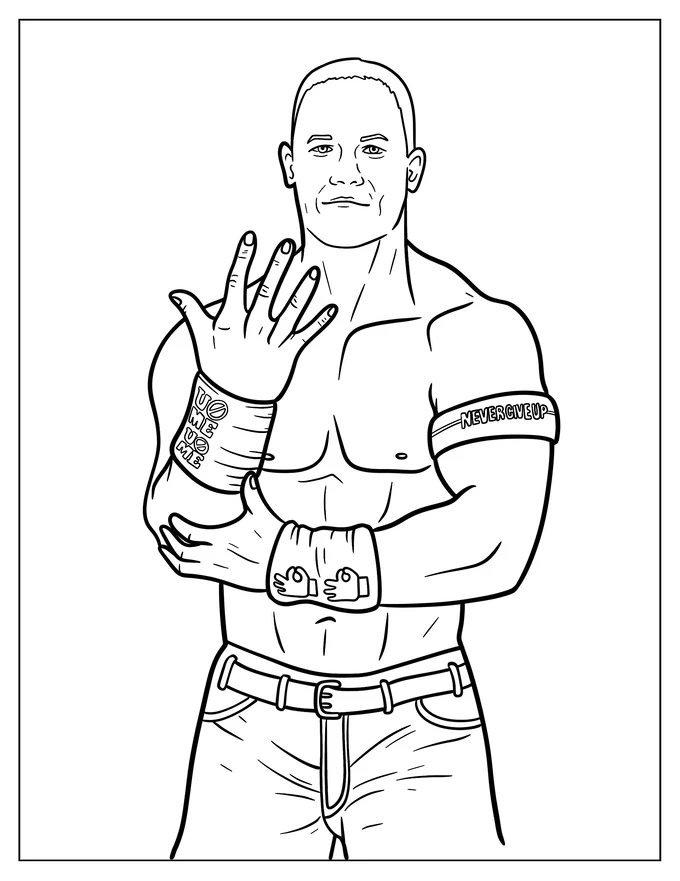 Young John Cena You Can t See Me Pose Coloring Sheet For Kids