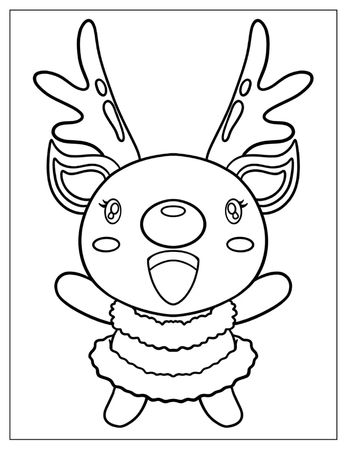 Adorable Kawaii Themed Reindeer To Color