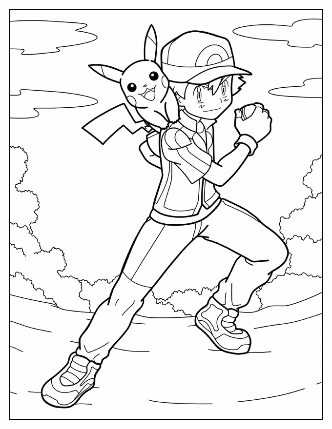 Ash And Pikachu To Color