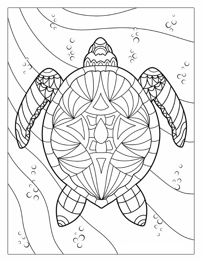 Detailed Mandala Turtle For Adults