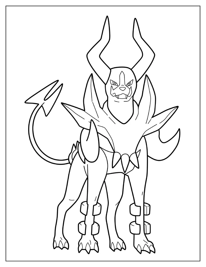 Simple Mega Houndoom Coloring Sheet For Kids