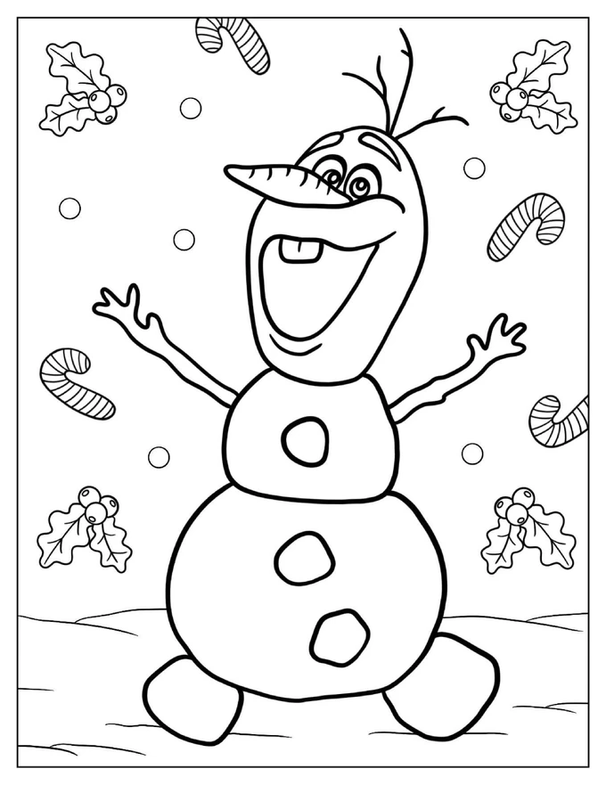 Cute Olaf Coloring Sheet For Preschoolers