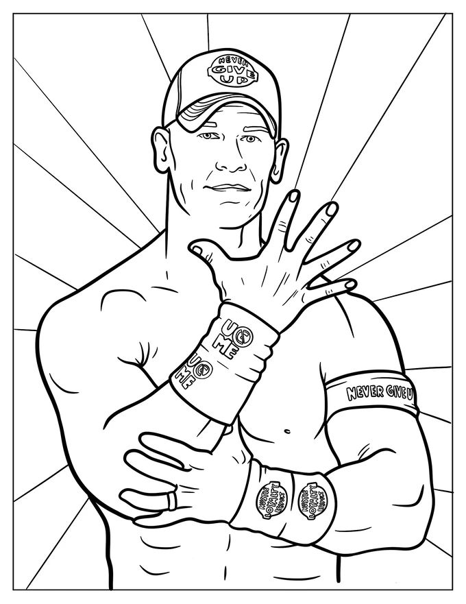 You Can t See Me Pose John Cena Outline Coloring Sheet For Kids