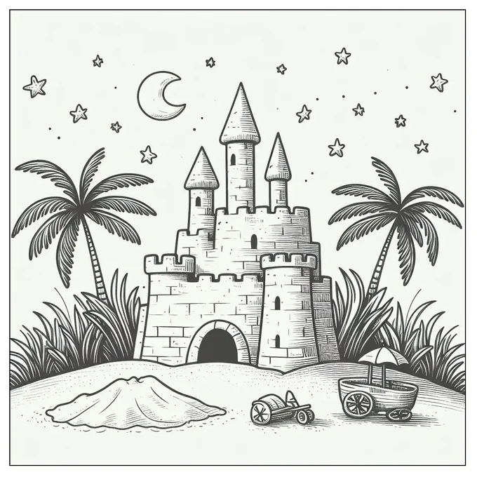 Sand Castle Coloring Page