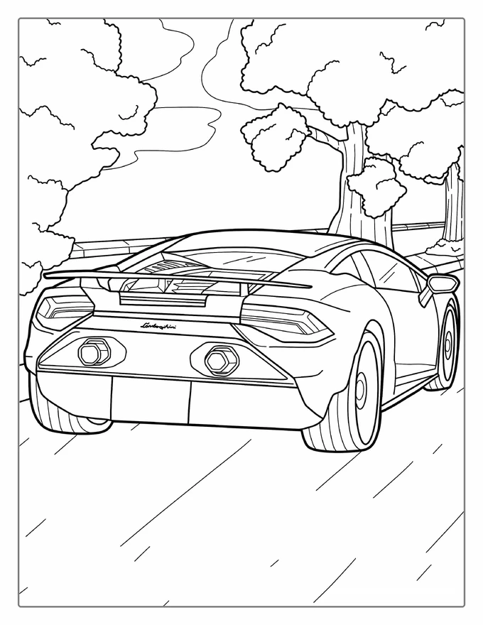 Back Profile Of Lamborghini Aventador To Color