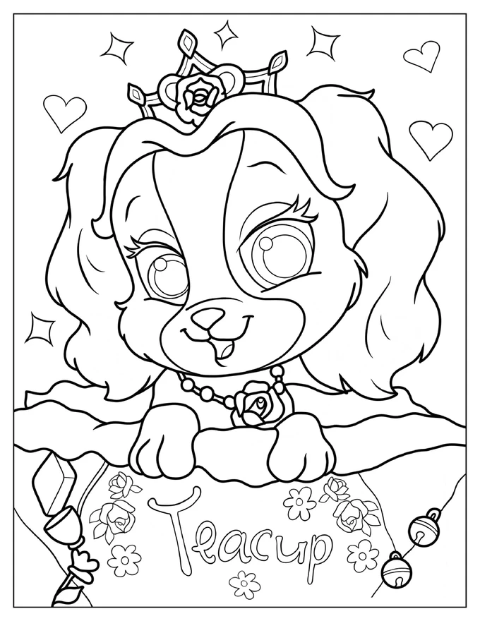 Detailed Teacup With Crown Coloring Page