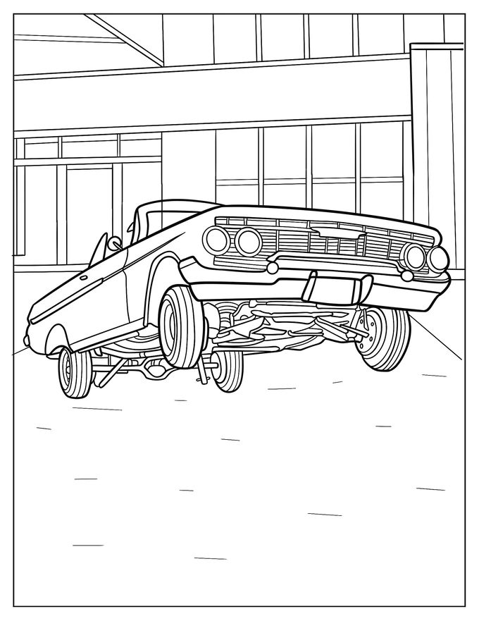 Hopping Impala Lowrider Coloring Sheet