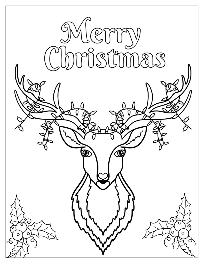 Aesthetic Reindeer Coloring Page For Adults