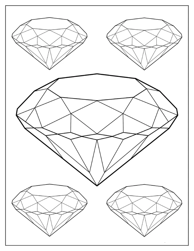 Simple Round Diamonds Coloring Page