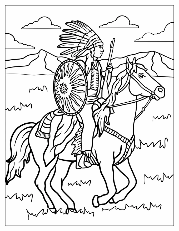 Native American Riding A Horse