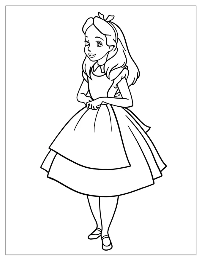 Easy Outline Of Alice To Color