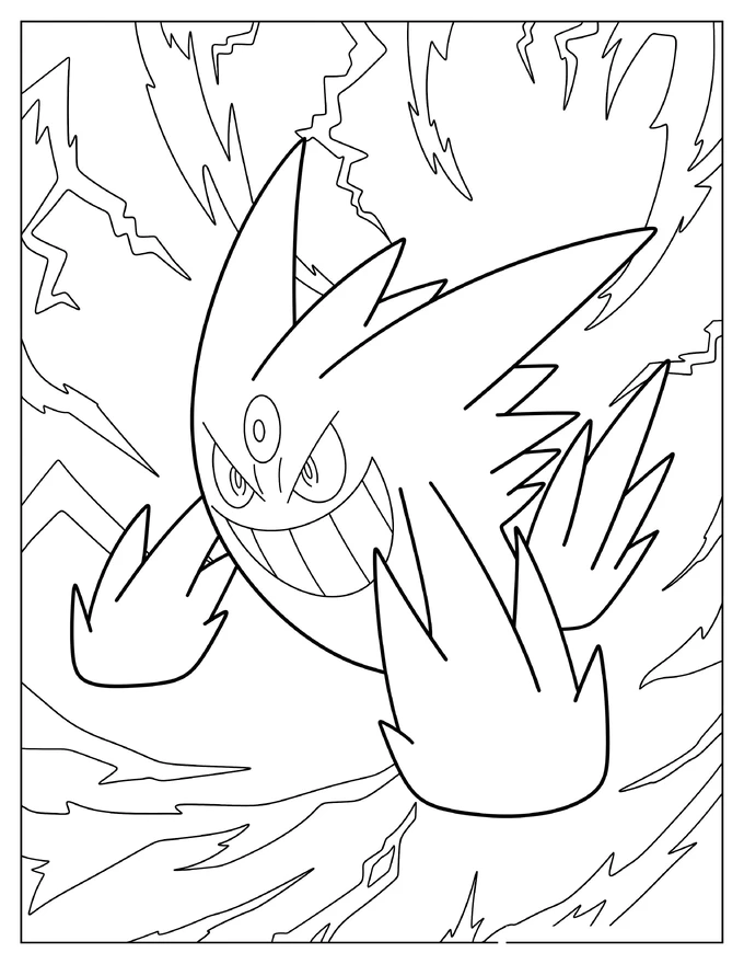 Mega Gengar Grinning Coloring Page For Kids