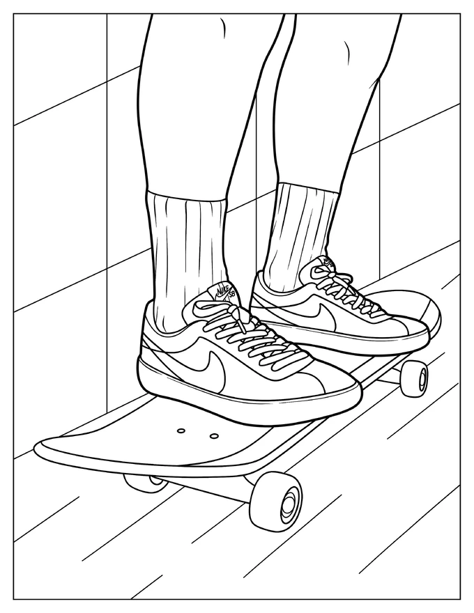 Nike SB Men s Bruin React On Skateboard Coloring Page