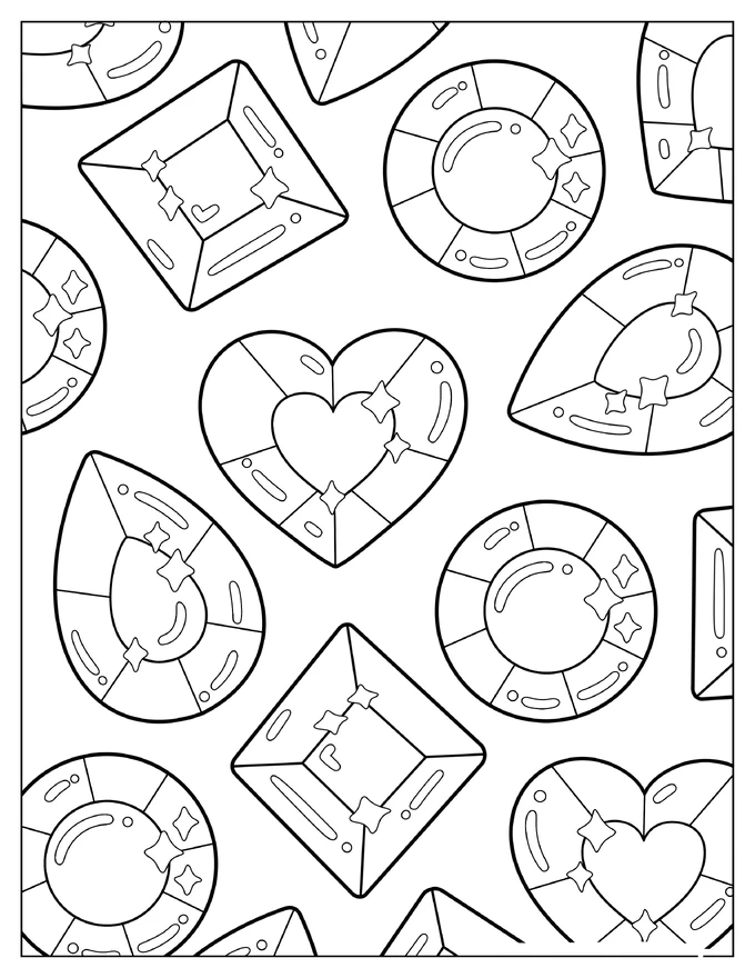 Shiny Diamonds Coloring Page For Kids