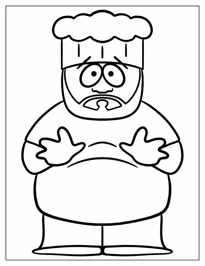 South Park Chef Coloring Sheet For Preschoolers