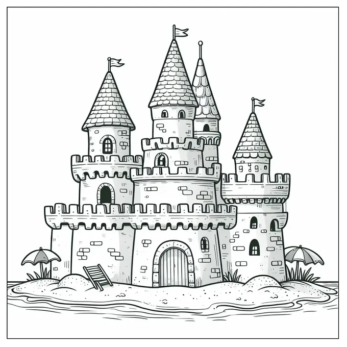 Sand Castle Coloring Page