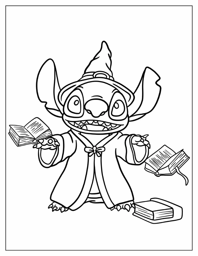 Wizard Stitch Making Books Levitate Coloring Page For Preschoolers