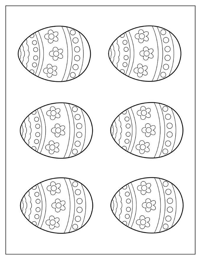 Medium Flowers And Circles Easter Egg Template