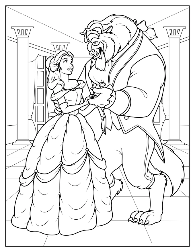 Belle With Beautiful Dress Dancing With The Beast