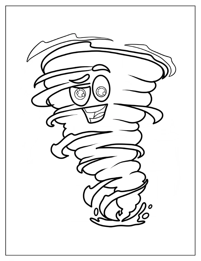 Cartoon Tornado Coloring Sheet For Kids