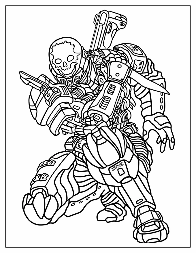 Halo Reach Emile Ghost Rider With Knife Coloring Page