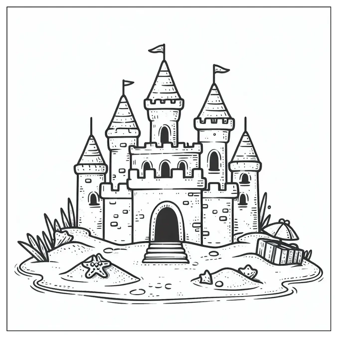 Sand Castle Coloring Page