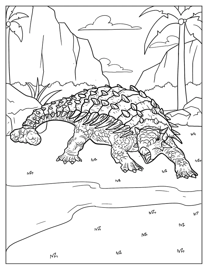 Roaring Ankylosaurus Coloring Sheet