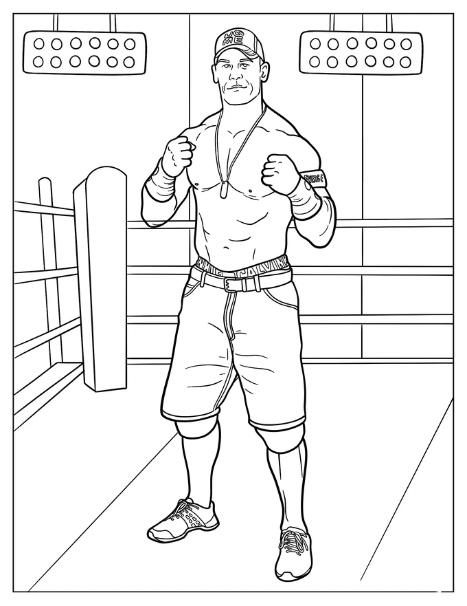 John Cena Inside WWE Ring Coloring Sheet