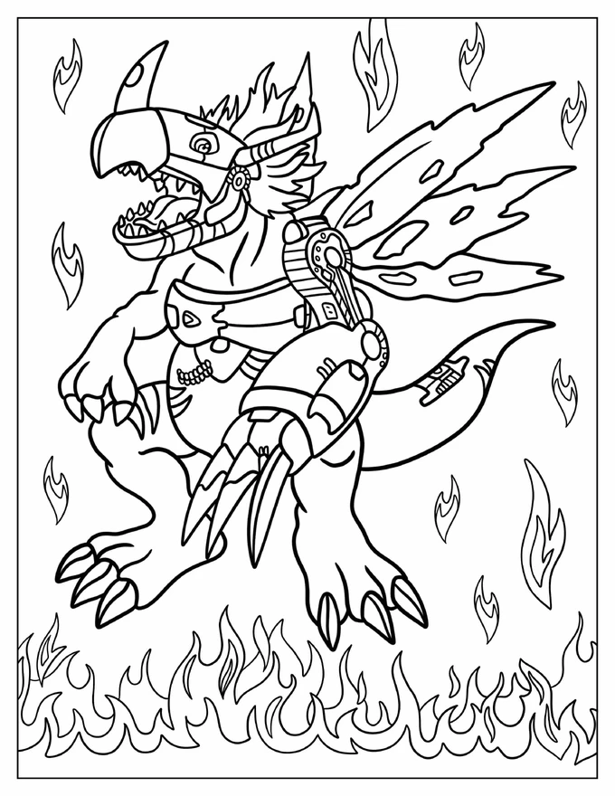 Digimon Metalgreymon Roaring Coloring Page