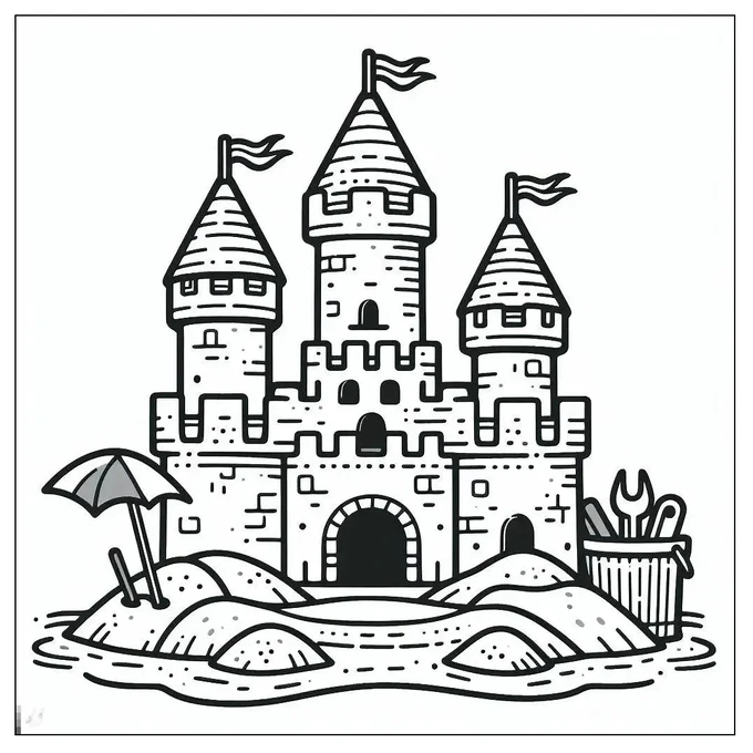 Sand Castle Coloring Page