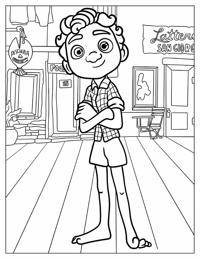 Detailed Luca Paguro In His House Coloring Sheet