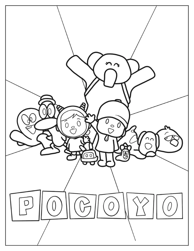 Coloring Sheet Of Pocoyo Poster For Kids