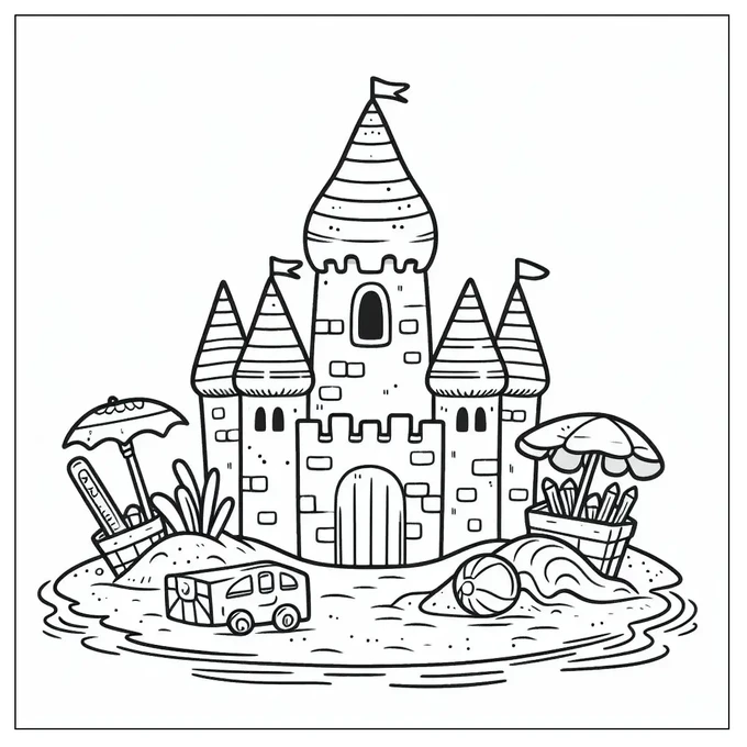 Sand Castle Coloring Page