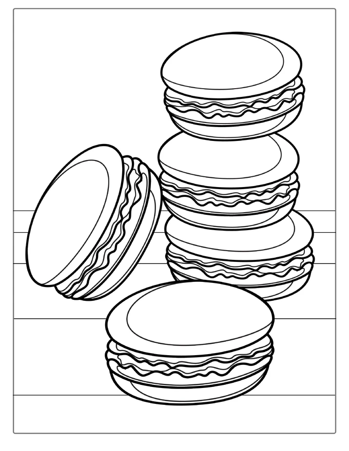 Coloring Page Of Macaroons