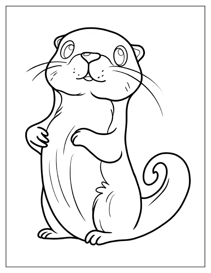 Simple Otter Standing Coloring Sheet For Kids