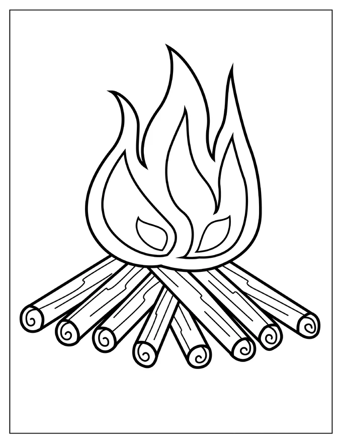 Easy Outline Of Bonfire For Kids