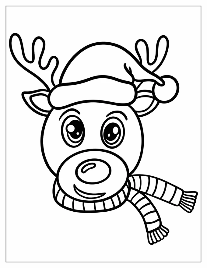 Easy Rudolph Wearing A Santa Hat And A Scarf