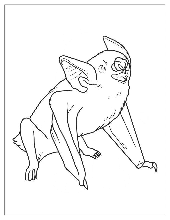 Smiling Vampire Bat Coloring Page