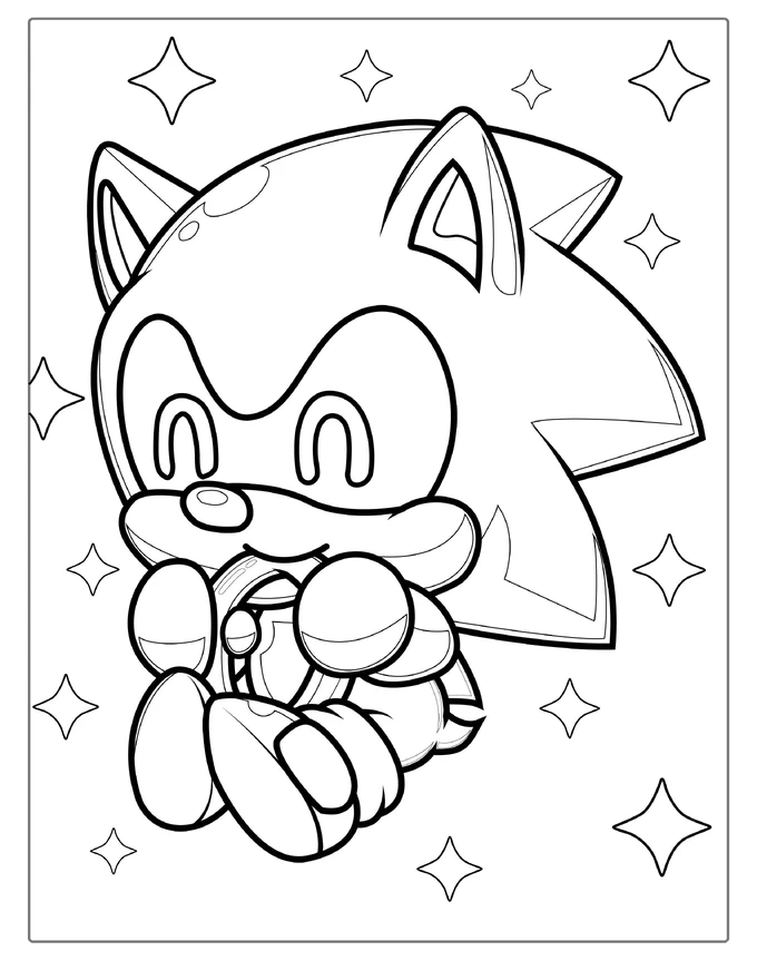 Kawaii Baby Sonic Coloring Page For Kids