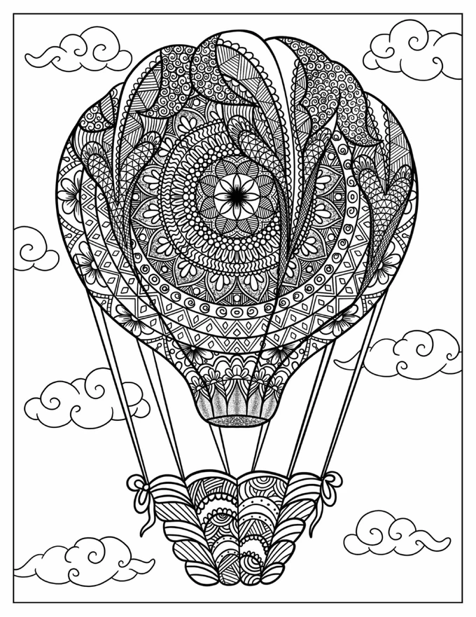 Detailed Mandala Hot Air Balloon