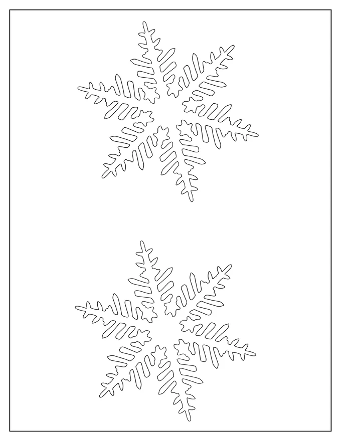 Two Half-Page Fernlike Snowflake Template