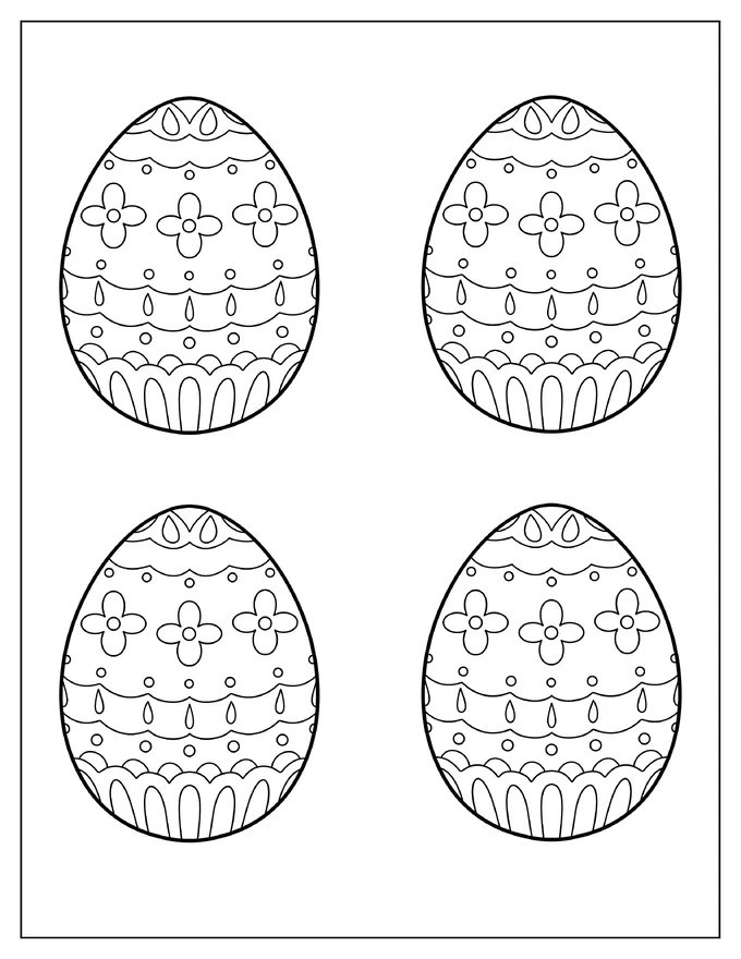 Quarter Page Floral Easter Egg Template