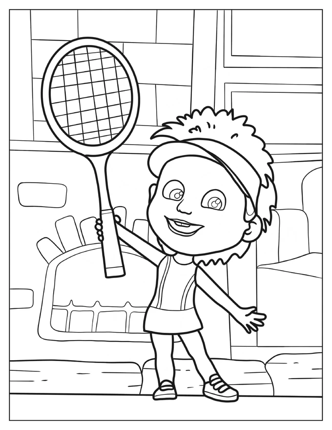 Masha In Tennis Outfit Coloring Page For Kids