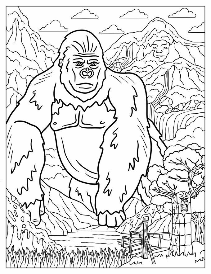 Easy King Kong In Skull Island Coloring Sheet