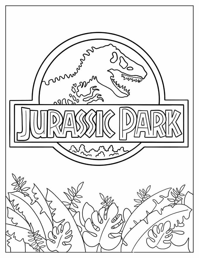 Jurassic Park Logo Coloring Page For Kids