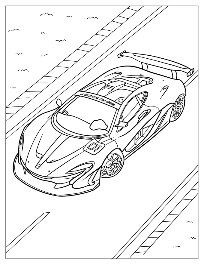 Top View McLaren P1 GTR Coloring Sheet