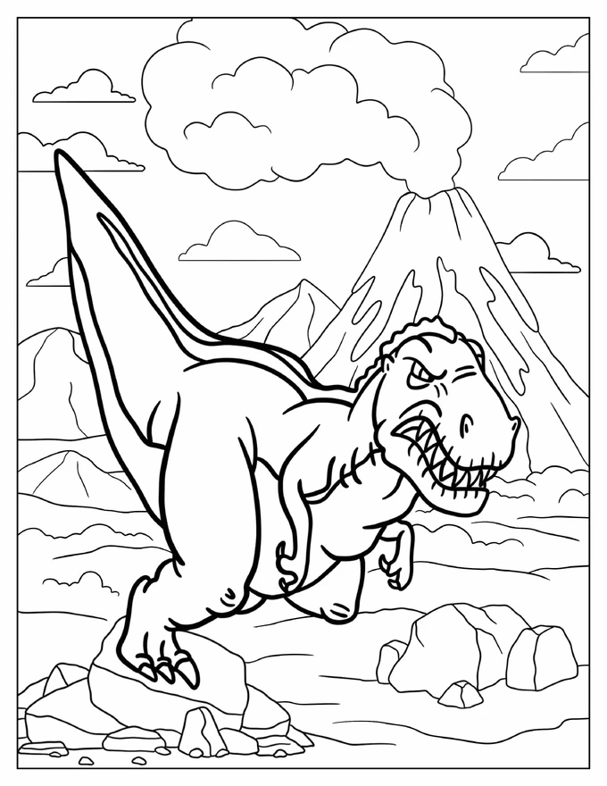 Scary Sharptooth Running Coloring Page