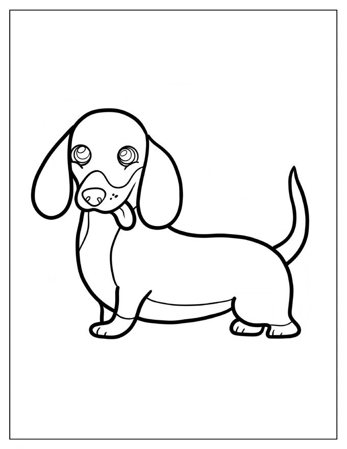 Easy Cute Dachshund Coloring Sheet For Preschoolers