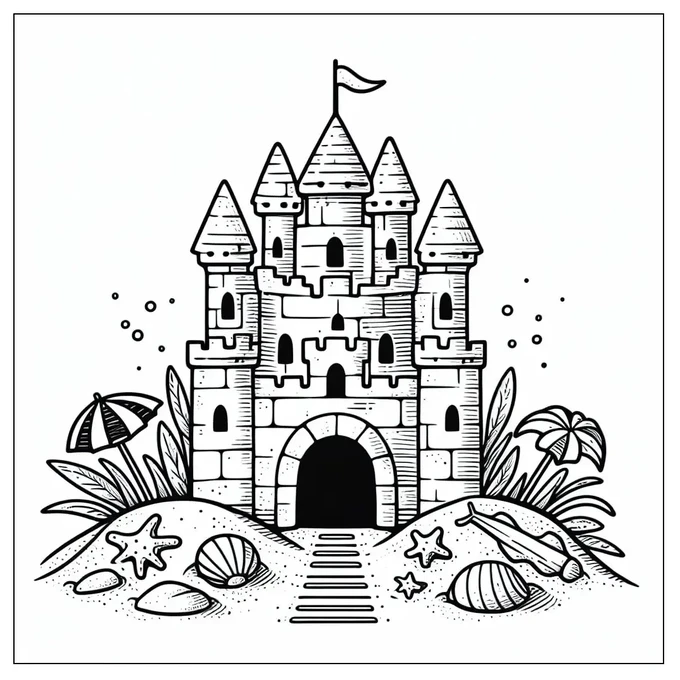 Sand Castle Coloring Page