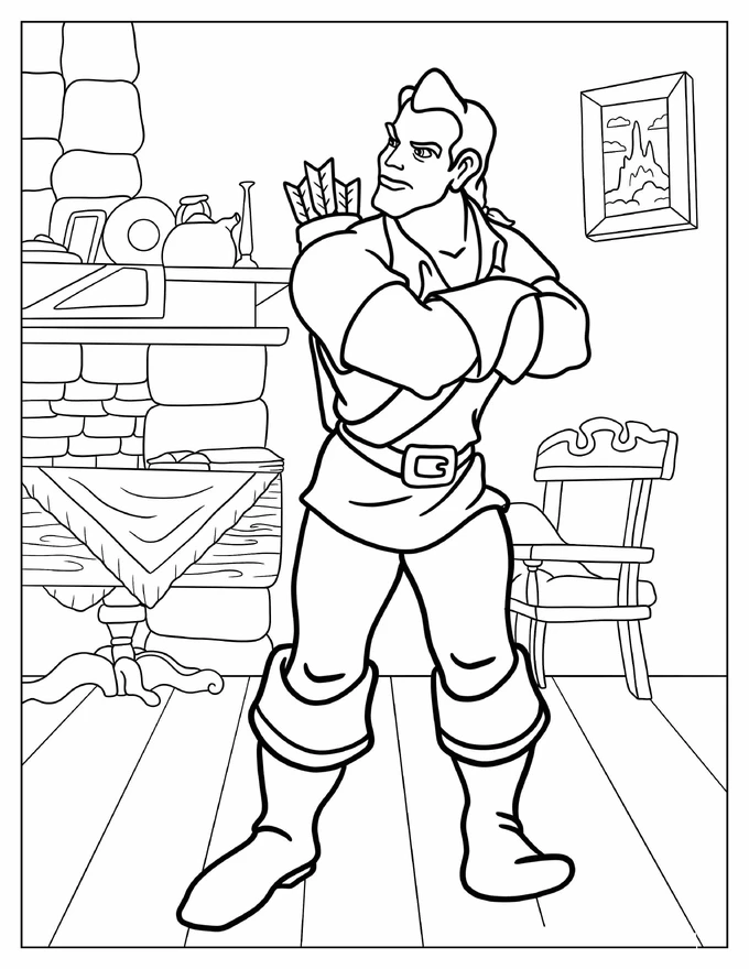 Gaston In Tavern Coloring Sheet